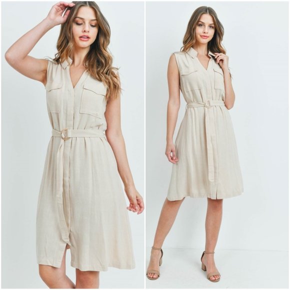 #30 Cream Belted Dress - Picture 2 of 16